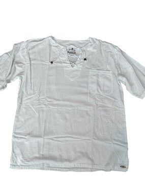 Cotton Natural Lagenlook  over sized popover tie neck  Sz L